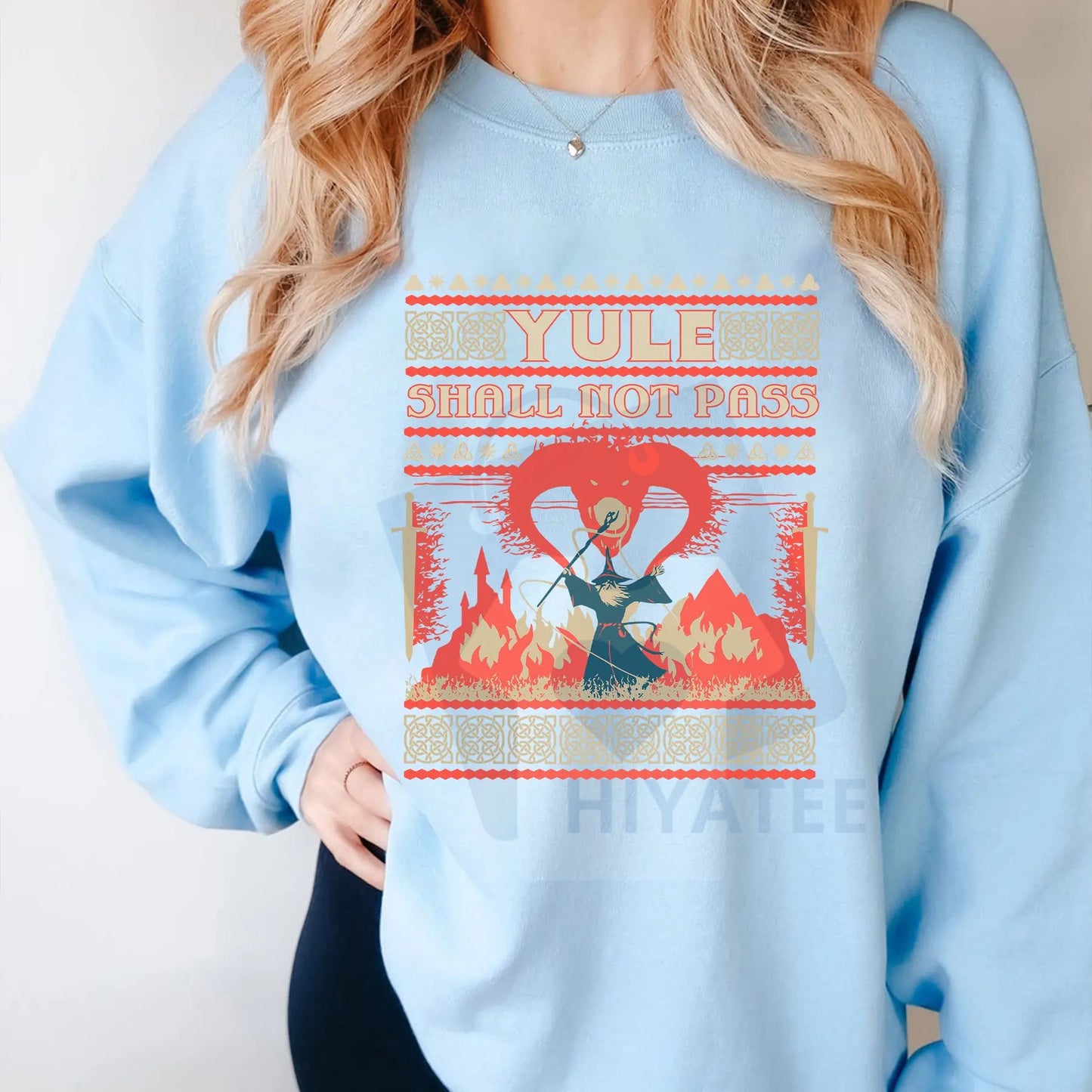 Yule Shall Not Pass Unisex Sweatshirt: LOTR Gifts Cottage Core Pullover, Funny Lord of the Rings Gift, Nerdy Book Lovers Fantasy Sweater