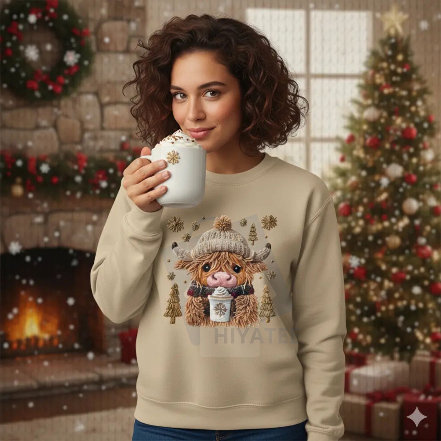 Hazel the Highland Cow Unisex Crewneck Sweatshirt: Cute Animal Graphic Pullover, Cozy Farm Aesthetic Top, Printed in the USA Gift