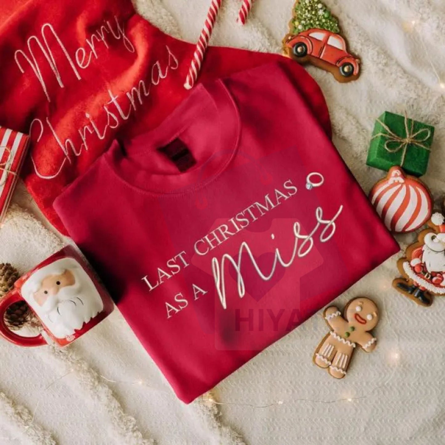 "Last Christmas as a Miss" Embroidered Sweatshirt – Future Mrs. Bride-to-Be Christmas Gift for Her