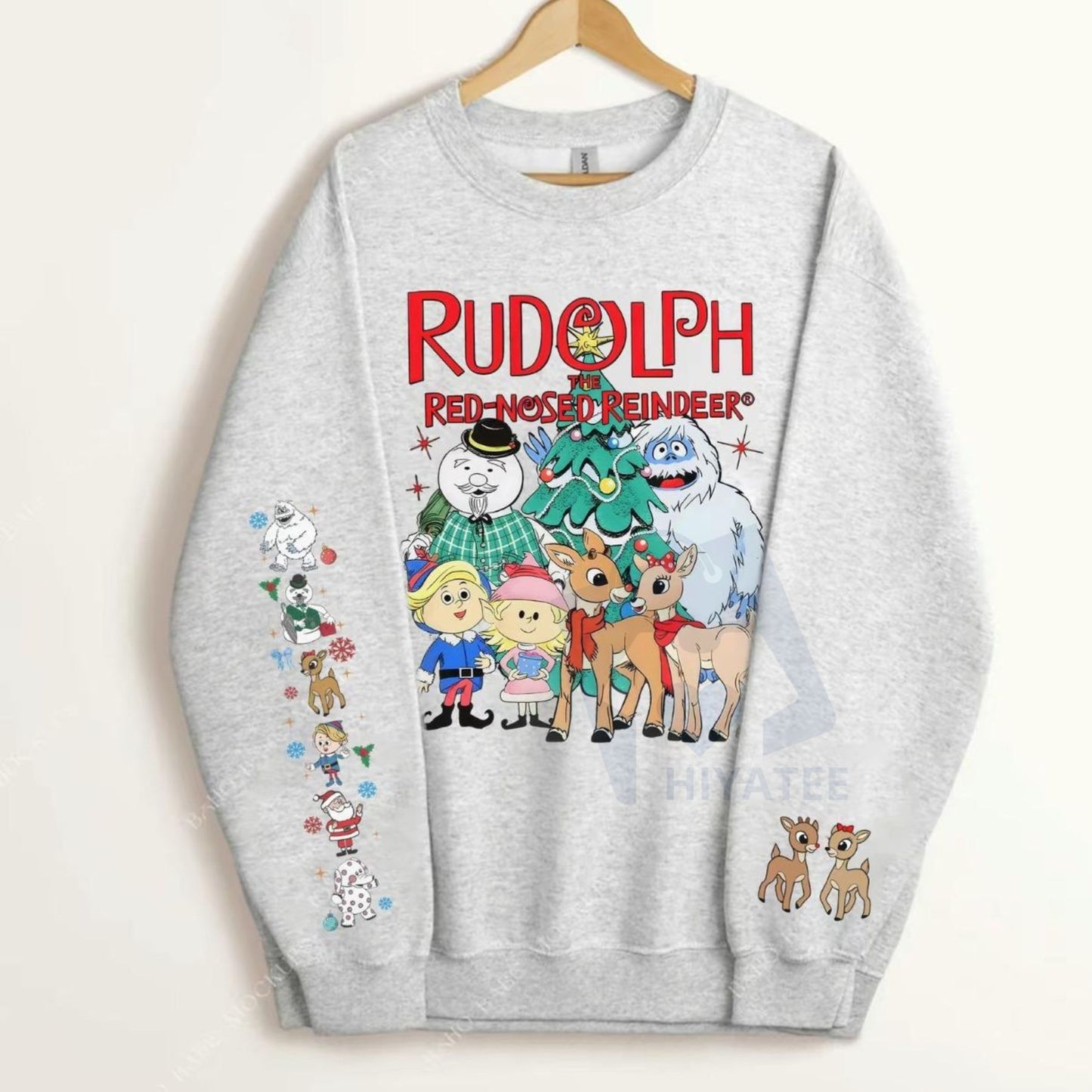 Ugly Christmas Sweater Rudolph Crewneck | Funny Red-Nosed Reindeer Top | Nostalgic Holiday Party Jumper