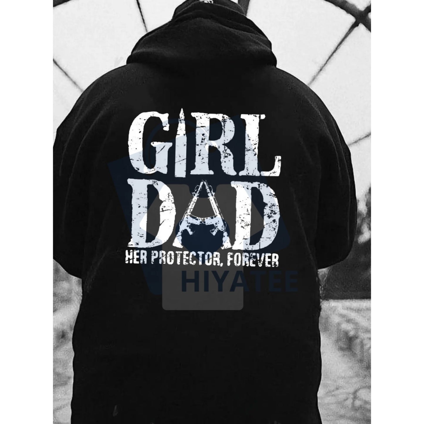 Girl Dad "Her Protector, Forever" Hoodie – Best Dad with Pretty Daughter Slogan Sweatshirt, Father Daughter Bonding Gift