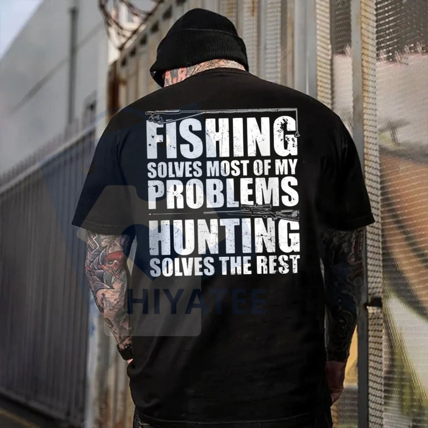 "Fishing Solves Most Of My Problems Hunting Solves The Rest" Shirt – Funny Outdoorsman Tee