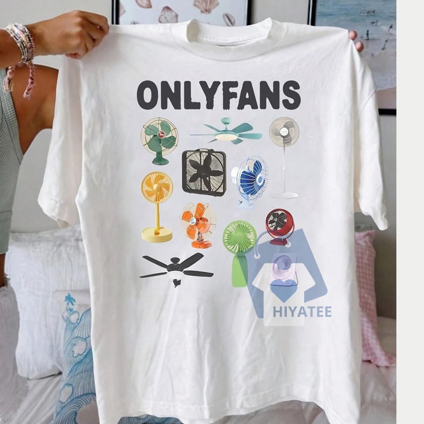 Women's Fan & Letter Print T-Shirt – Casual Summer Graphic Tee, Short Sleeve Round Neck Top for Daily Wear