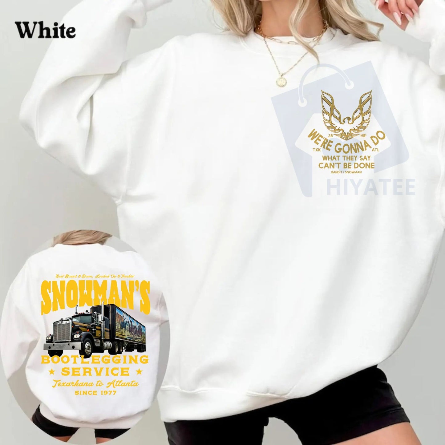 Snowman's Bootlegging Service 2 Side Sweatshirt: Smokey and the Bandit Movie Merch, Unisex Trendy Gift for Him, Classic Film Fan Pullover