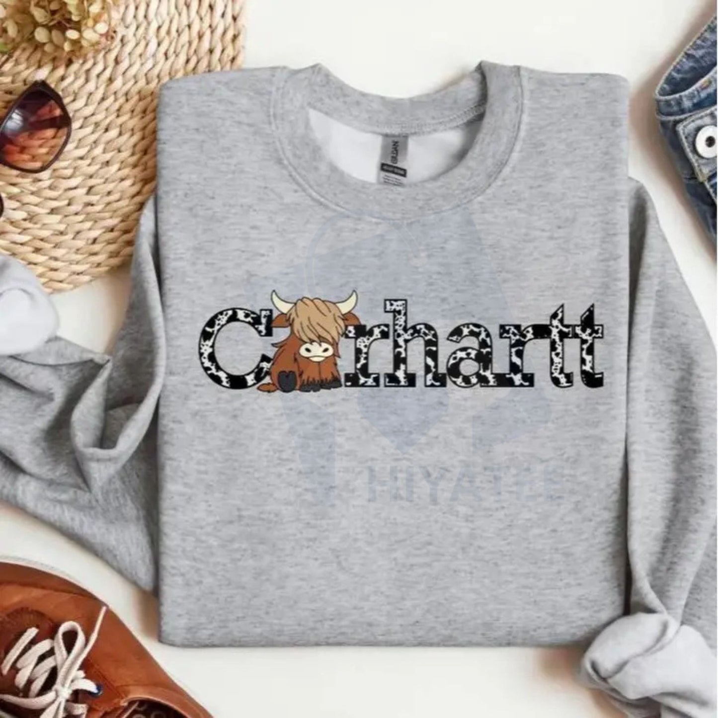Highland Cow Sweatshirt: Western Cute Cow Crewneck, Farming Sweatshirt, Cow Gift For Her, Farmer Gifts