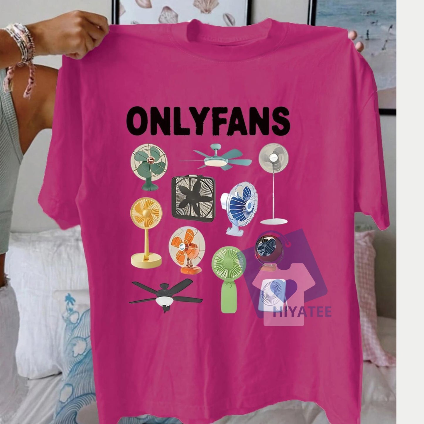 Women's Fan & Letter Print T-Shirt – Casual Summer Graphic Tee, Short Sleeve Round Neck Top for Daily Wear