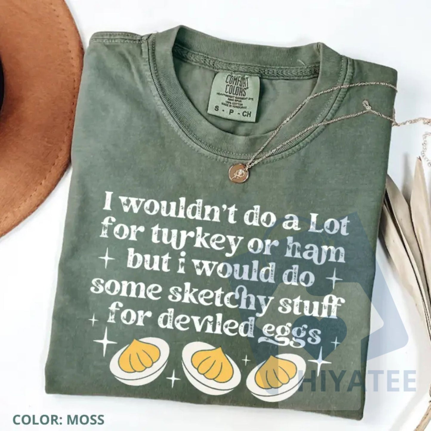 Comfort Colors "I’d Do Sketchy Things for Deviled Eggs" Shirt – Funny Thanksgiving Tee, Holiday Humor Graphic Shirt