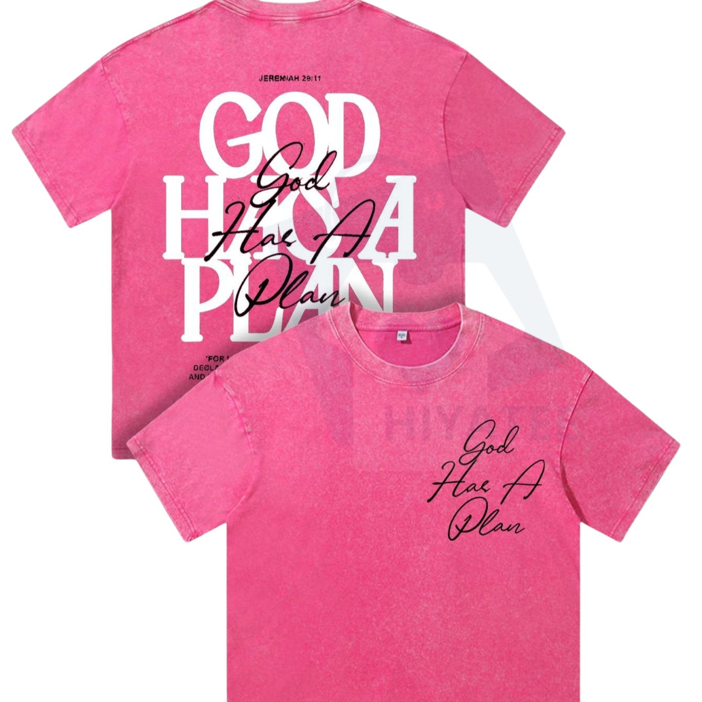 "God Has a Plan" T-Shirt – Retro Washed 230g Cotton, Double-Sided Christian Streetwear