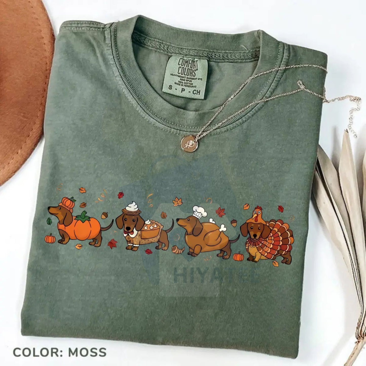 Comfort Colors Thanksgiving Wiener Dog T-shirt – Funny Dachshund Costume Tee, Retro "Gobble" Graphic, Cute Dog Lover Gift