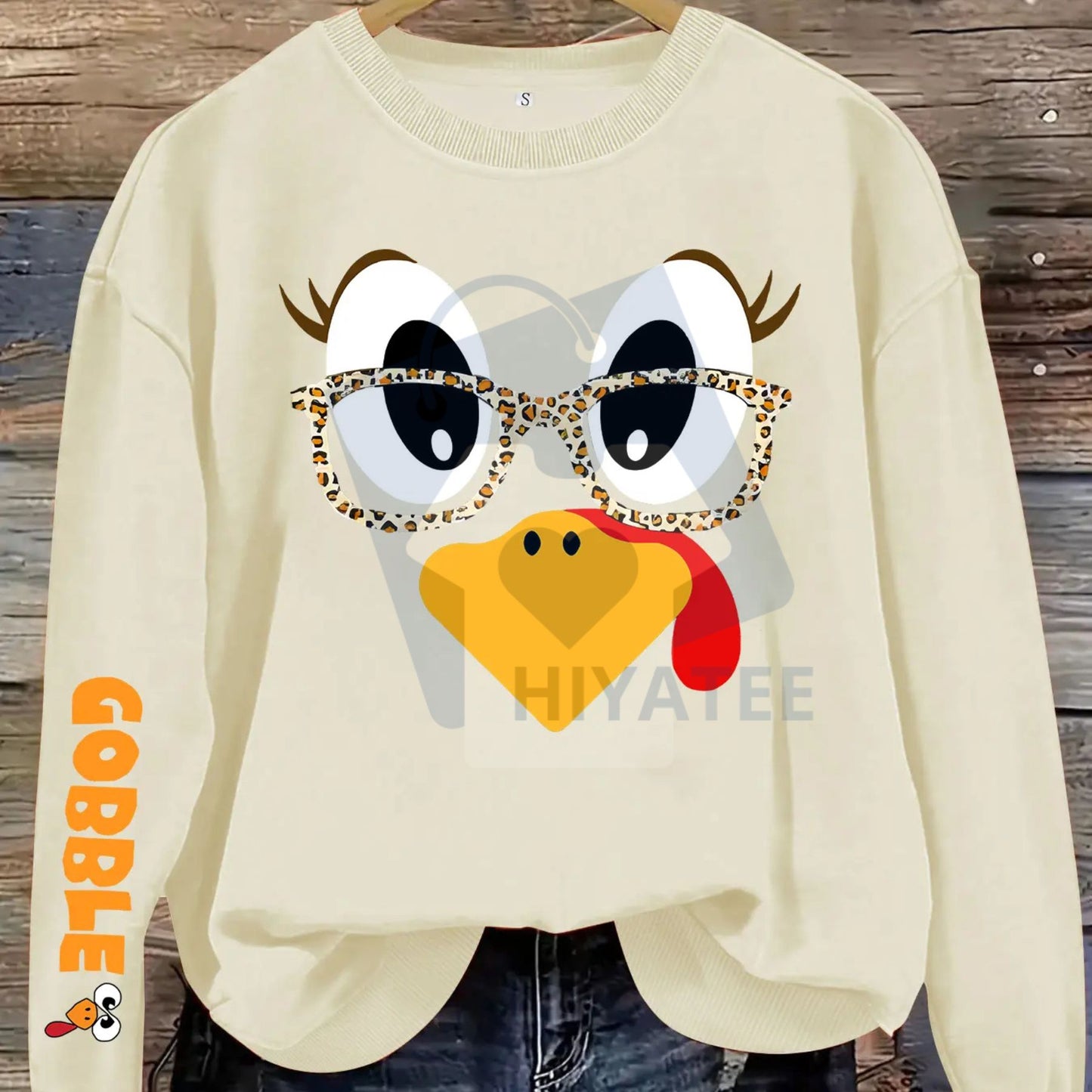 Women's Casual Thanksgiving Turkey Print Pullover Sweater: Soft Long Sleeve Round Neck Sweatshirt, Cute All-Season Holiday Wear