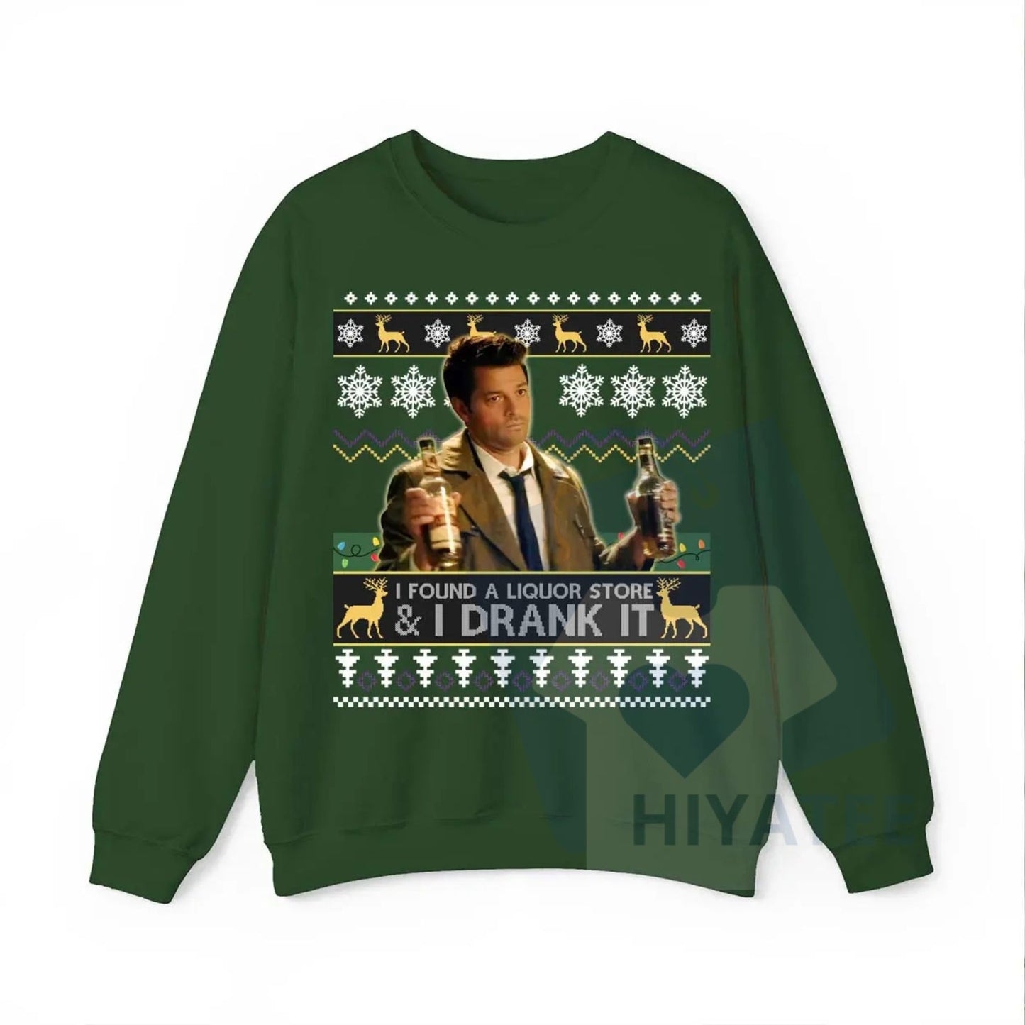 "I Found A Liquor Store And I Drank It" Ugly Sweater: Supernatural Moments Quote Shirt, Funny Christmas Fan Gift