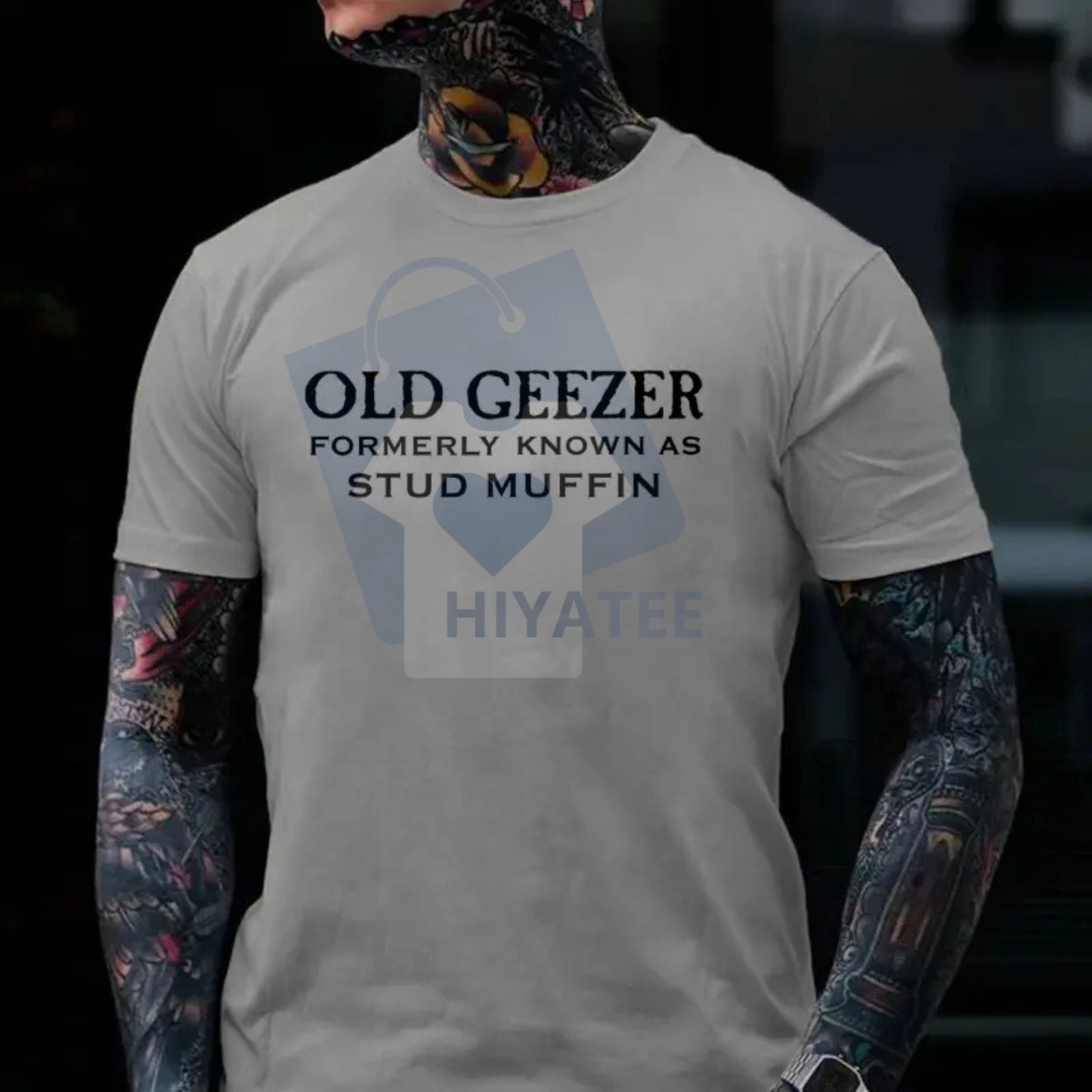 "Old Geezer Formerly Known As Stud Muffin" T-Shirt – Funny Men's Graphic Tee, Made in USA