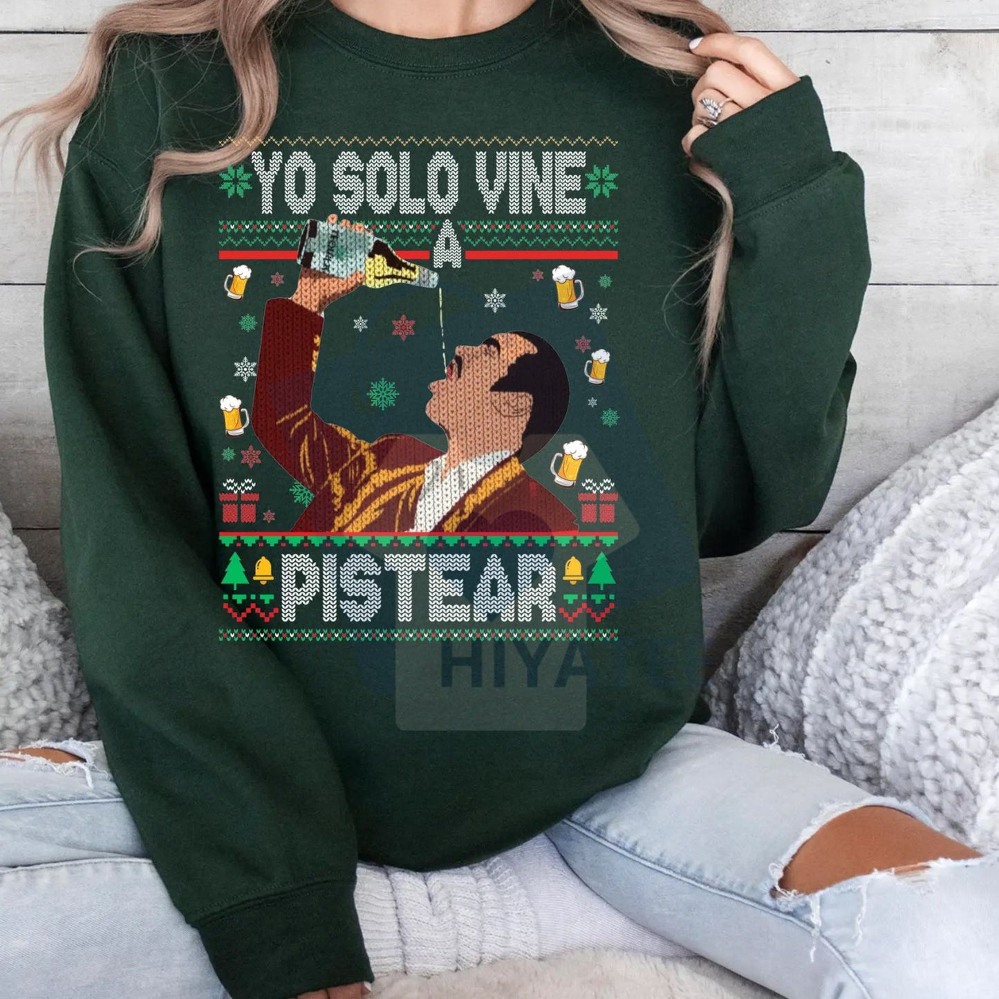 Yo Solo Vine A Pistear Mexico Ugly Christmas Sweater: Funny Fiesta Drinking Holiday Pullover, Spanish Slogan Xmas Top