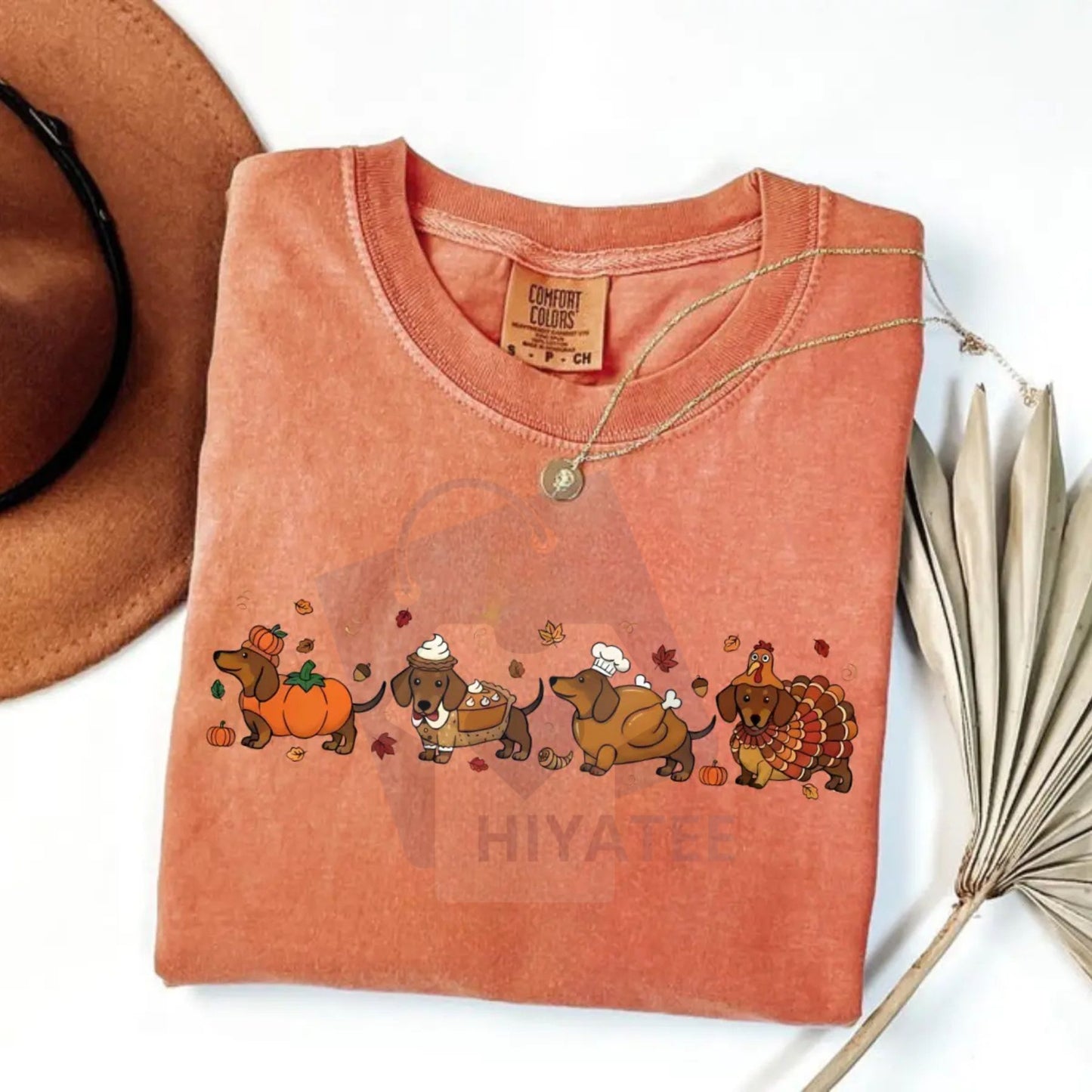 Comfort Colors Thanksgiving Wiener Dog T-shirt – Funny Dachshund Costume Tee, Retro "Gobble" Graphic, Cute Dog Lover Gift