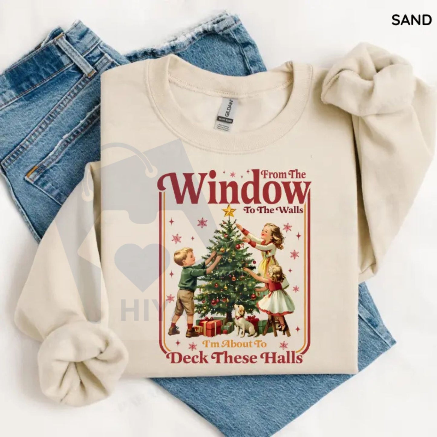 From The Windows To The Walls I’m About To Deck These Halls Sweatshirt: Funny Christmas Shirt, Women’s Holiday Party Tee, Cute Festive Xmas Gift