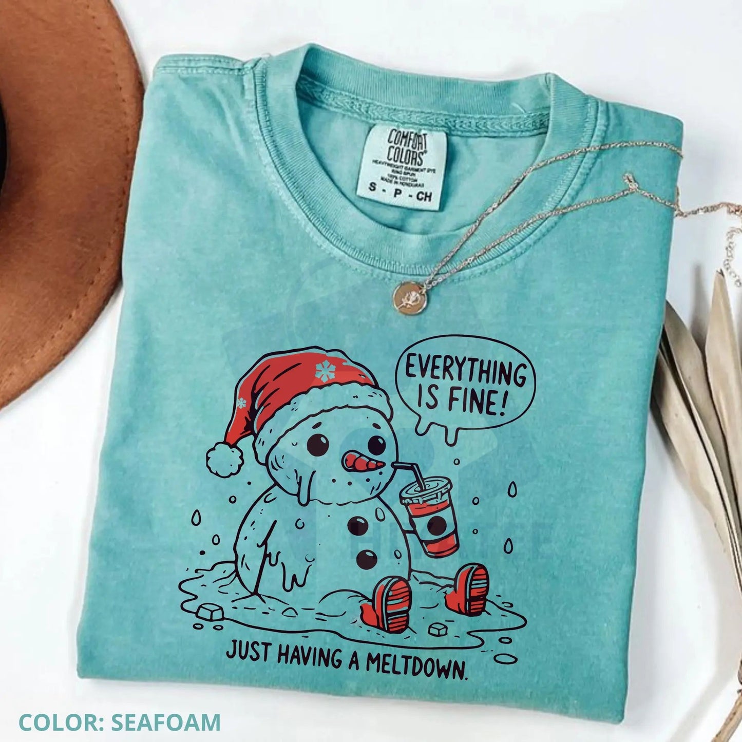 Comfort Colors Having a Meltdown Christmas T-Shirt – Funny Holiday Tee for Moms, Everything Is Fine Graphic Shirt, Cute Crewneck Gift