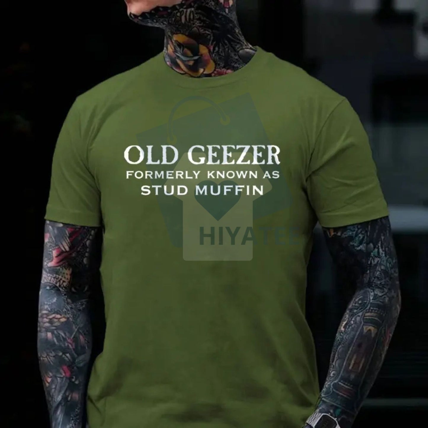 "Old Geezer Formerly Known As Stud Muffin" T-Shirt – Funny Men's Graphic Tee, Made in USA