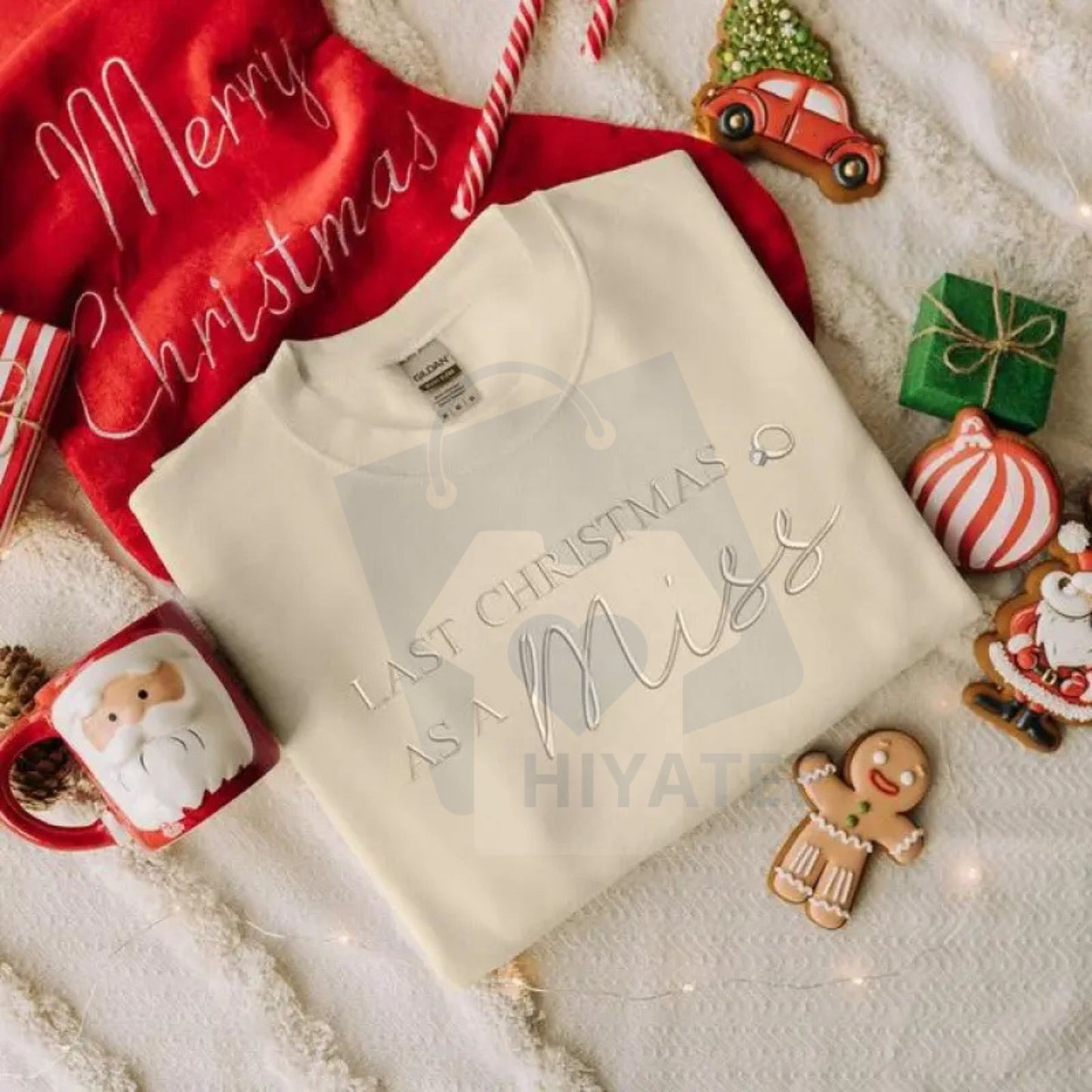 "Last Christmas as a Miss" Embroidered Sweatshirt – Future Mrs. Bride-to-Be Christmas Gift for Her