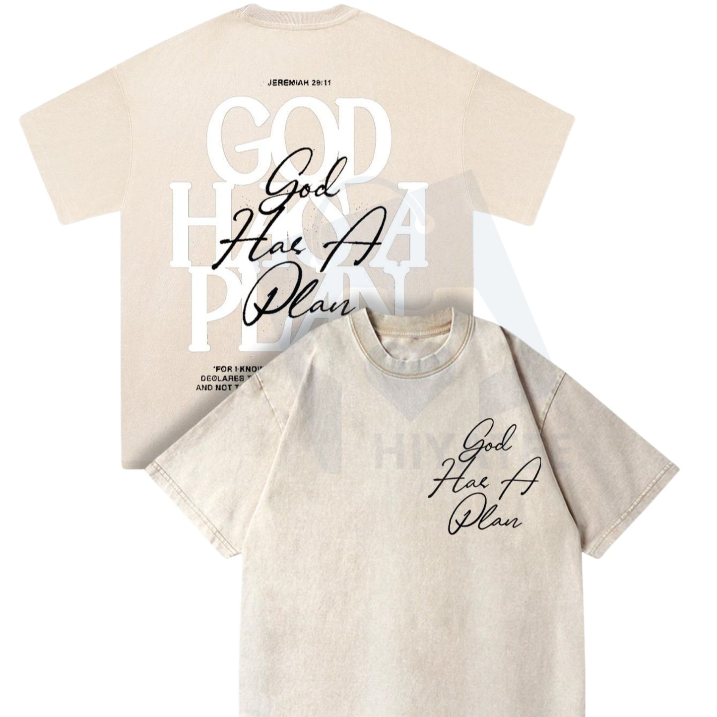 "God Has a Plan" T-Shirt – Retro Washed 230g Cotton, Double-Sided Christian Streetwear