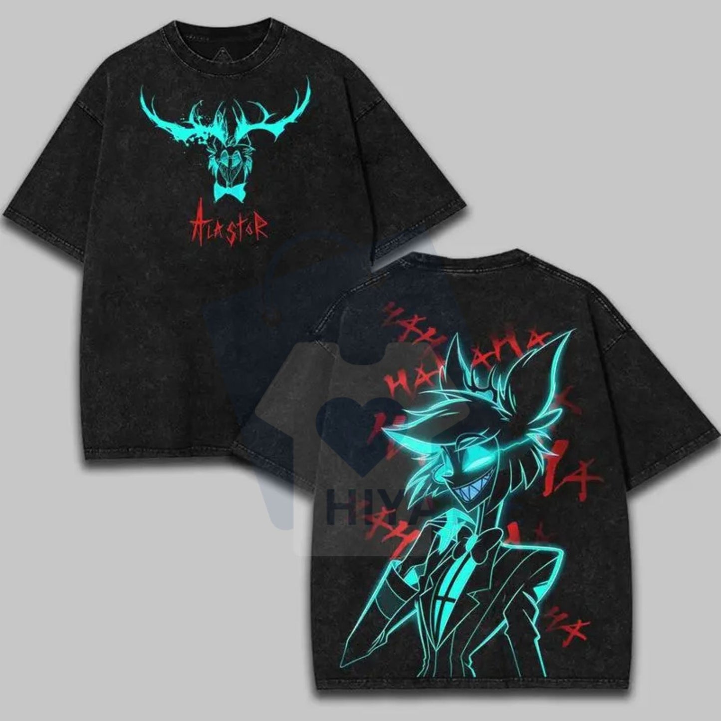 Alastor Hazbin Hotel T-Shirt – Washed Comic Graphic Tee, Unisex Streetwear TV Show Merch - Hiyatee