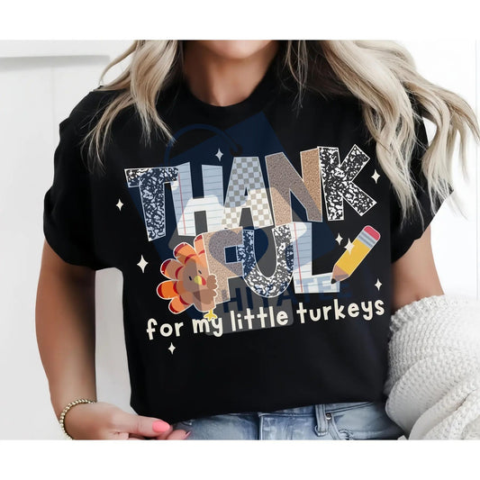 Thankful Teacher Shirt – Fall Turkey Thanksgiving Teacher Tee | Cute School T-shirt Gift - Hiyatee