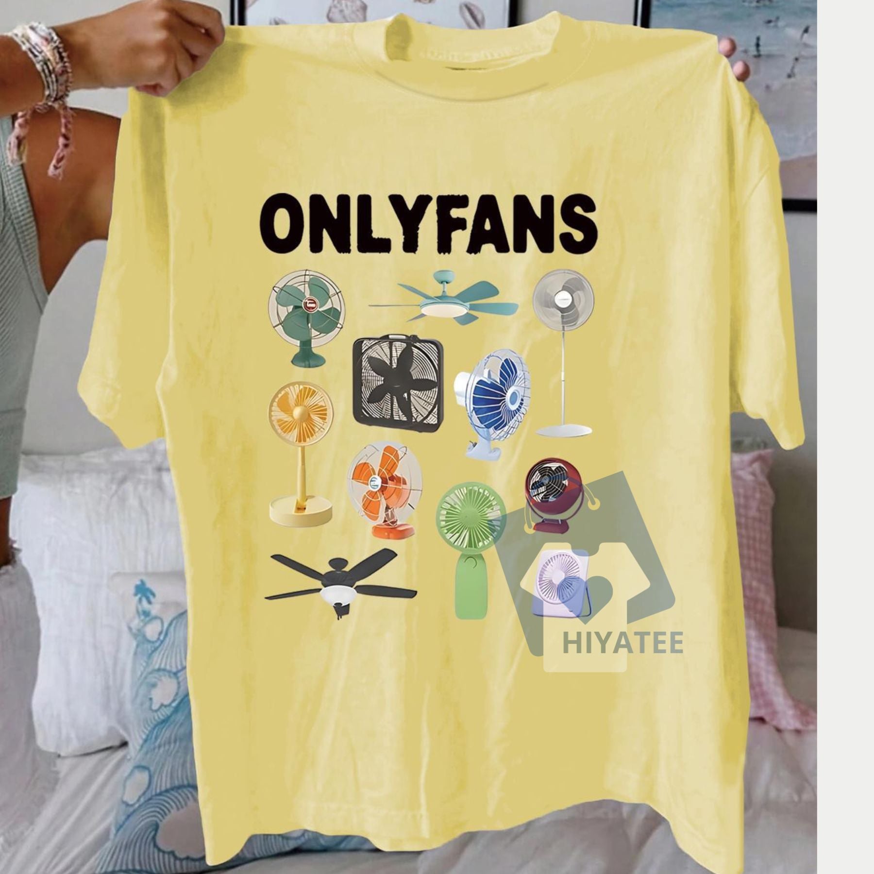 Women's Fan & Letter Print T-Shirt – Casual Summer Graphic Tee, Short Sleeve Round Neck Top for Daily Wear-Hiyatee